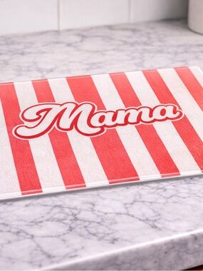 MAMA Striped Tempered Glass Cutting Board
